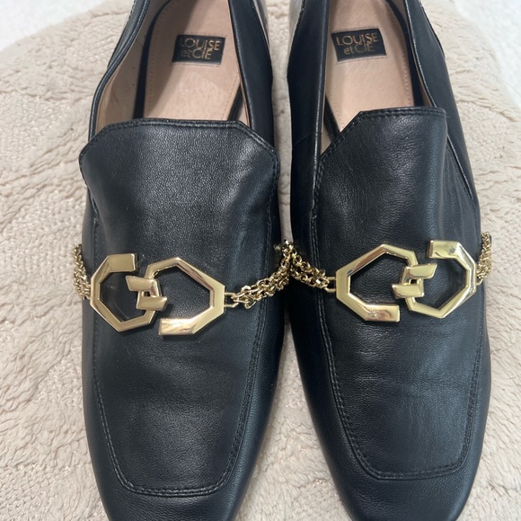 Louise et Cie Black Leather Chain Loafers Size 10 EUC - Picture 3 of 14
